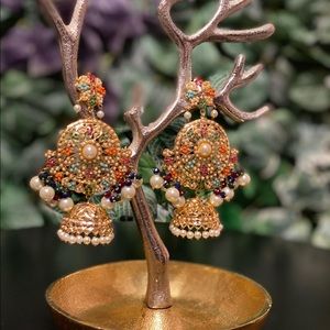 Pakistani Jhumk earrings, multi colours